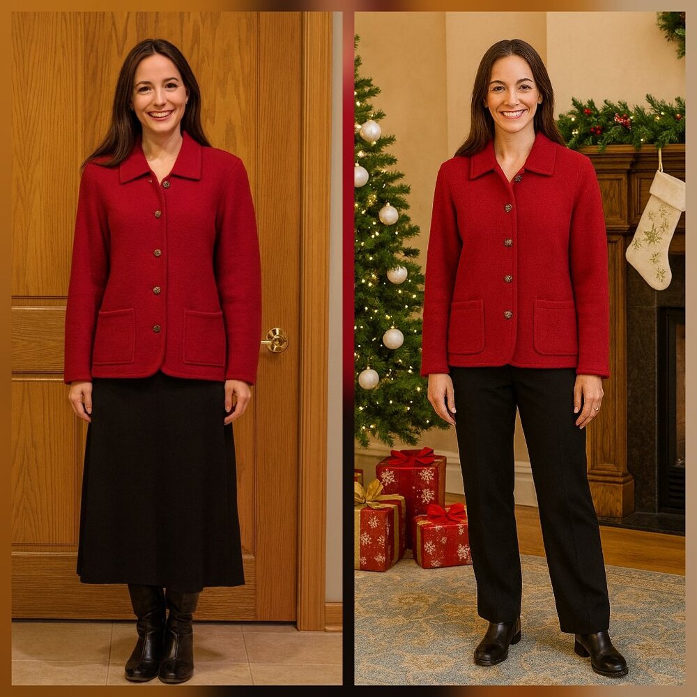 Talbots Vintage Red 100% Wool Cardigan Jacket with Pockets Like New Sz 6 Petite